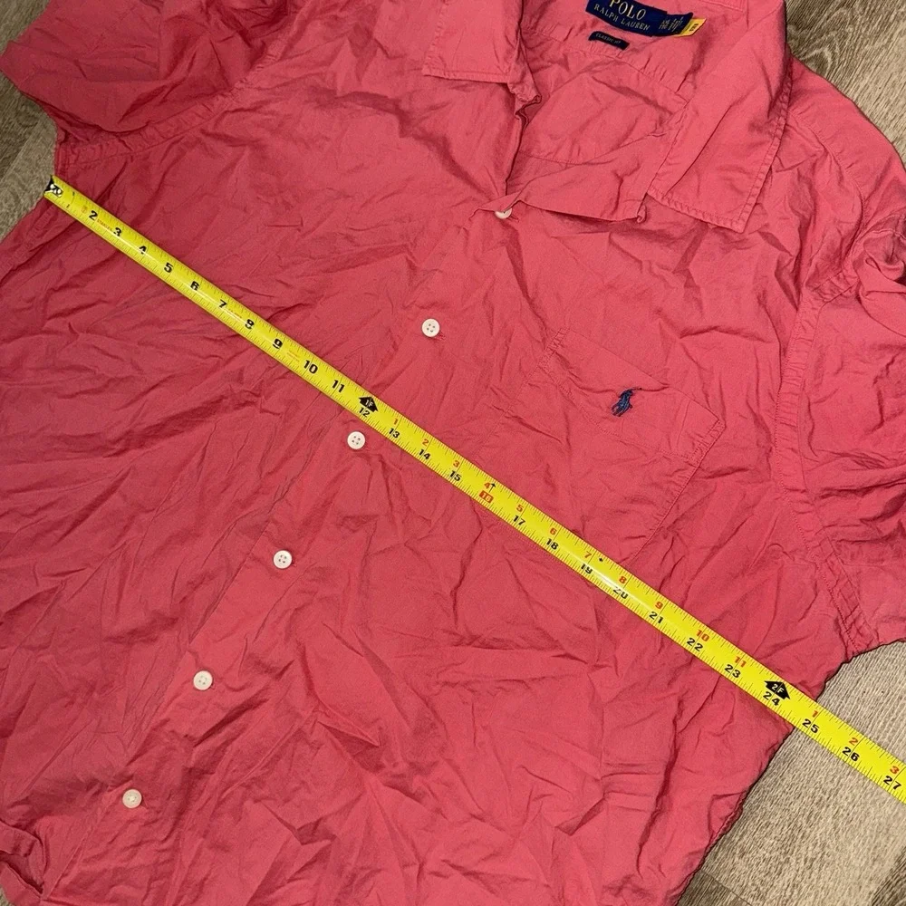 Polo Ralph Lauren Camp Collar Short Sleeve Hawaiian Shirt Pocket Men's 2XL Red